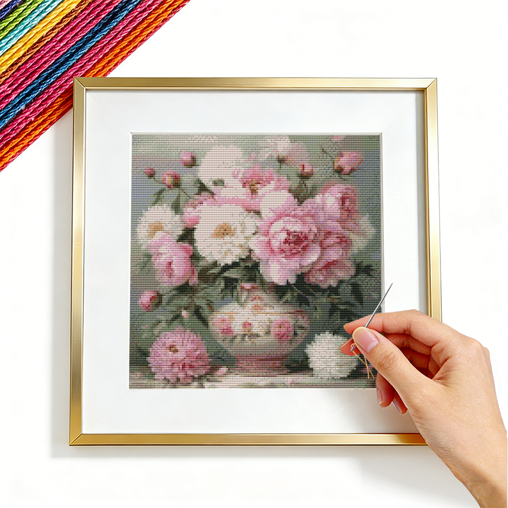 Embroidery Guide Paper - 11CT Cross Point Embroidery Rose Flower
