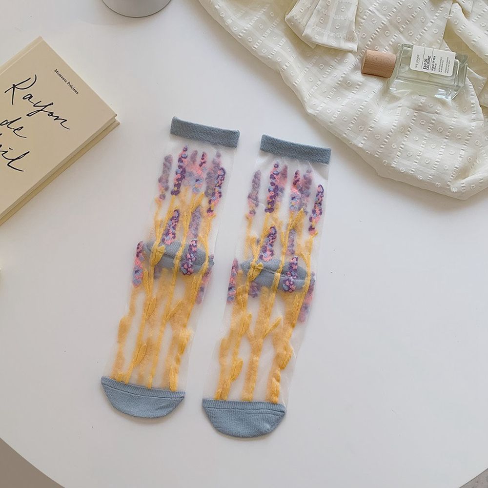Embroidery Youtube - Sweet Transparent Crystal Silk Socks Girls