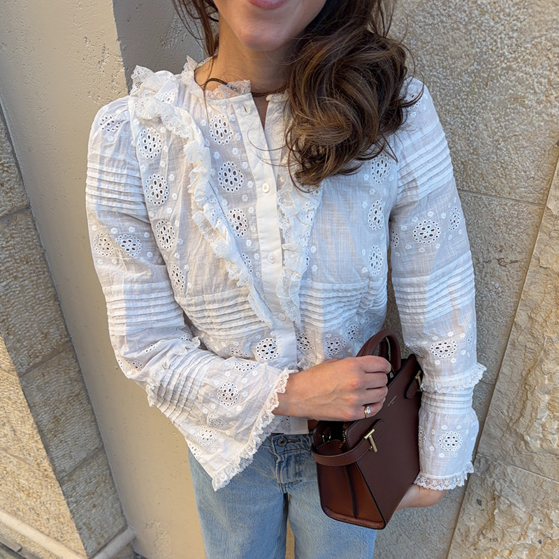 Embroidery Eyelet - White Eyelet Lace Blouse Women 2026