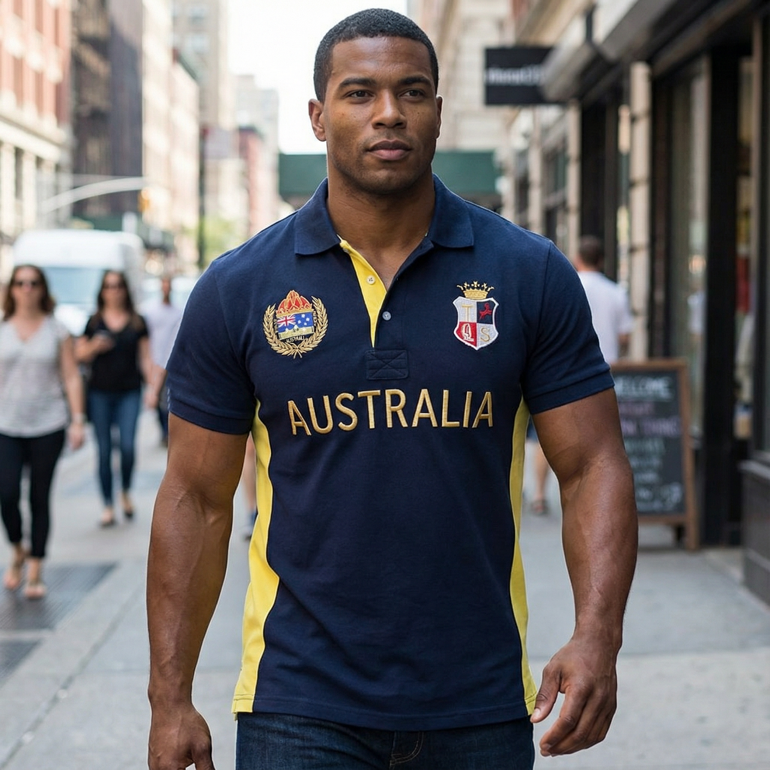 Embroidery In Australia - Men's polo shirt Australia Royal Short