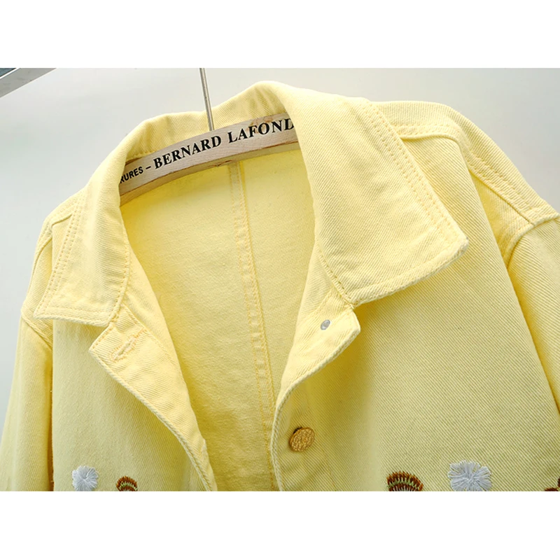 Fashion Yellow Denim Jacket Wo - Embroidery Yellow recension och pris