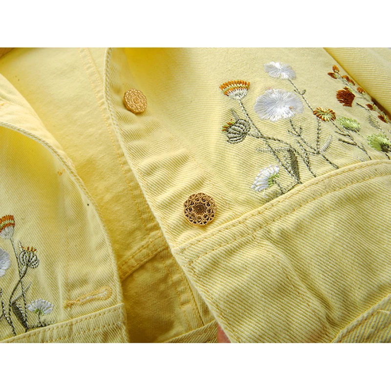 Fashion Yellow Denim Jacket Wo - Embroidery Yellow recension och pris