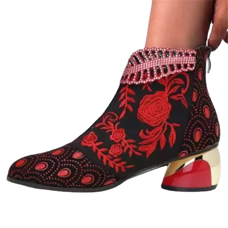 New Ankle Boots Women's Shoes  - Embroidery On Leather recension och pris