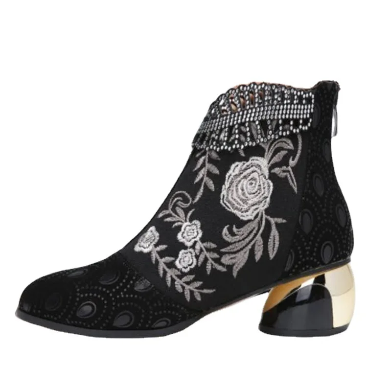 New Ankle Boots Women's Shoes  - Embroidery On Leather recension och pris