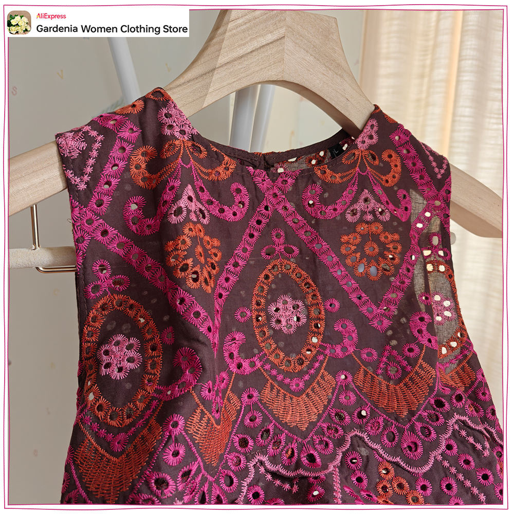 Elegant Women Embroidered Eyel - Embroidery Eyelet recension och pris