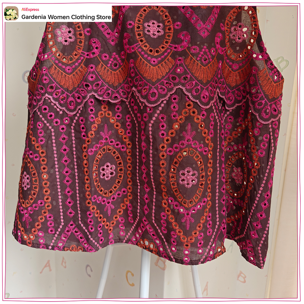 Elegant Women Embroidered Eyel - Embroidery Eyelet recension och pris