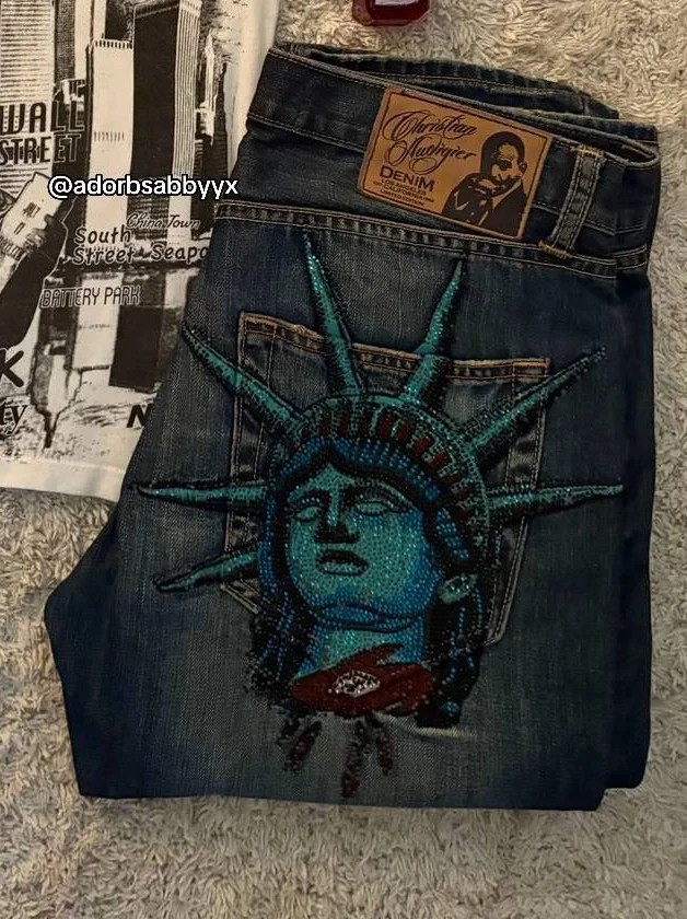 Hip Hop Women Jeans Y2k 2000s  - Embroidery Jeans Sakura recension och pris