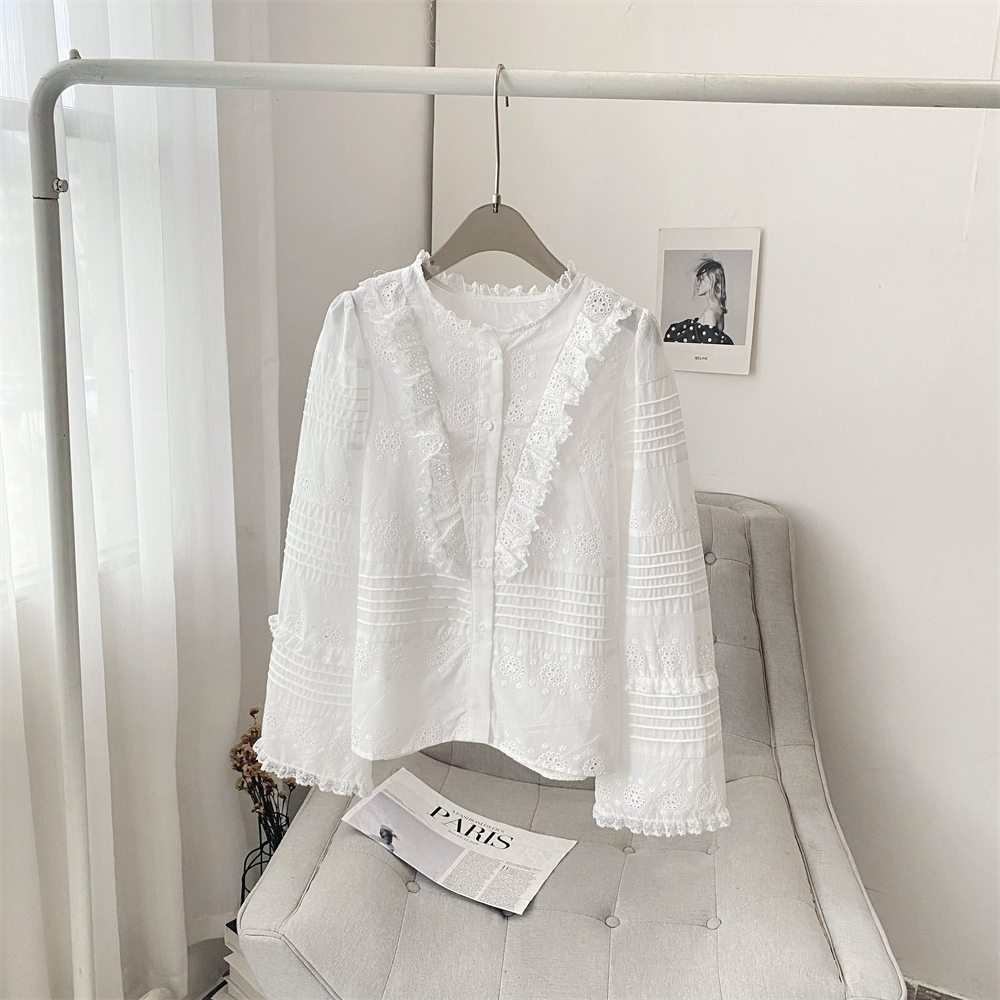 White Eyelet Lace Blouse Women - Embroidery Eyelet recension och pris