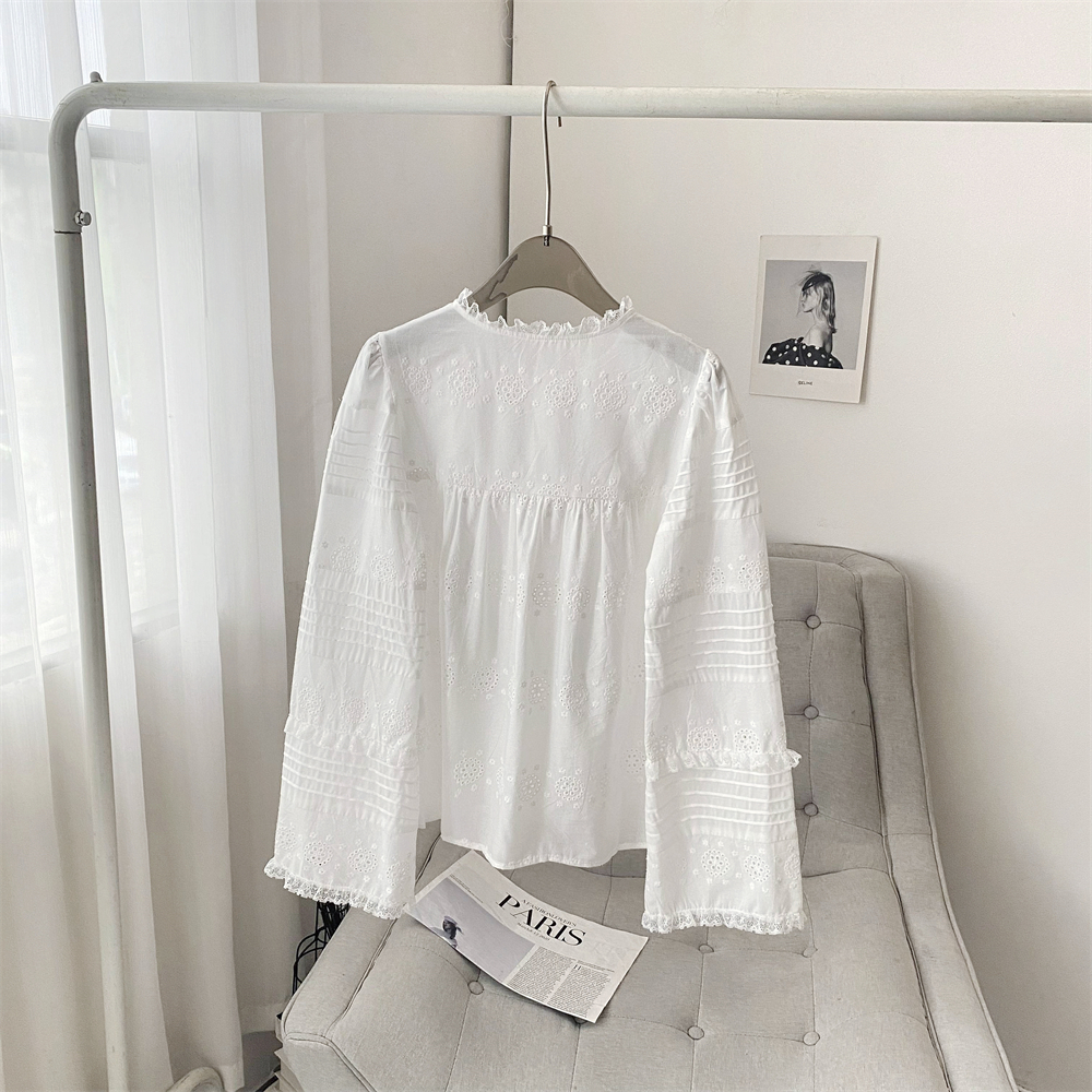 White Eyelet Lace Blouse Women - Embroidery Eyelet recension och pris