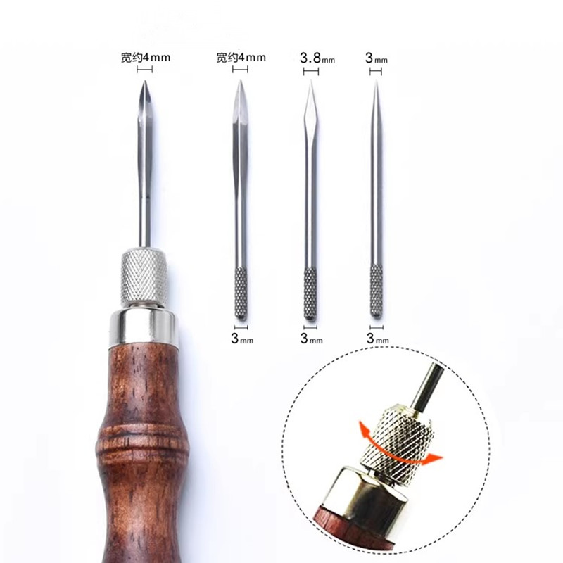 4-in-1 Leather Punch Awl Set w - Punch Needle Handle recension och pris