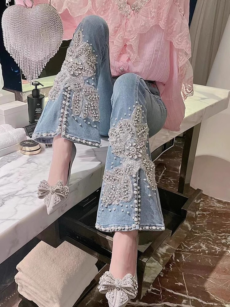 Women High Waist Jeans Floral  - Embroidery Jeans Sakura recension och pris