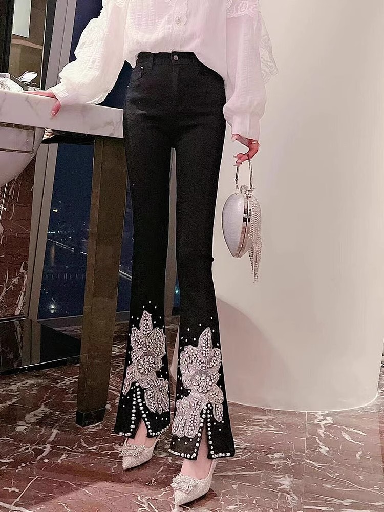 Women High Waist Jeans Floral  - Embroidery Jeans Sakura recension och pris