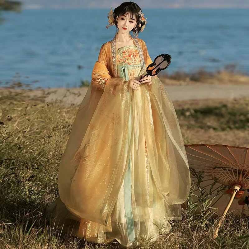 Women's Traditional Chinese Ha - Embroidery Yellow recension och pris