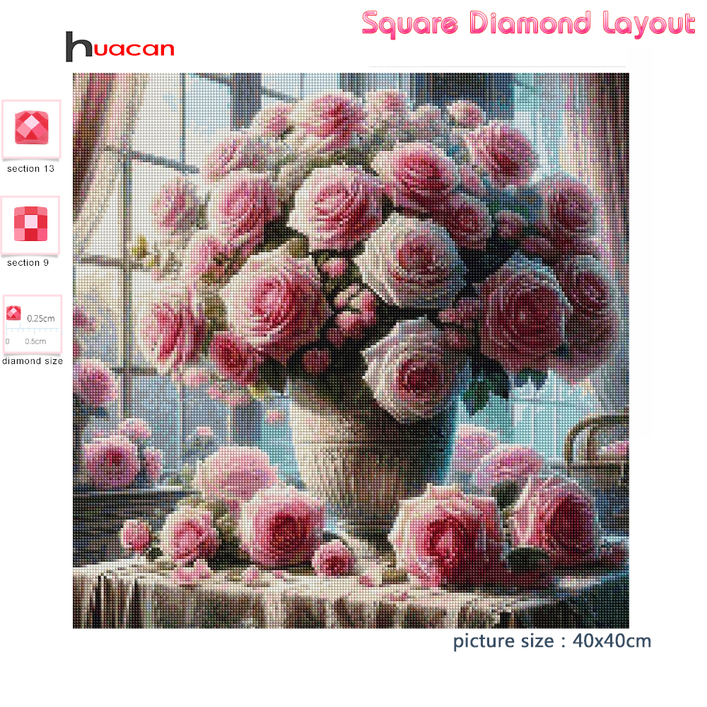 1PC frameless  5D Diy Diamond  - Embroidery Roses recension och pris