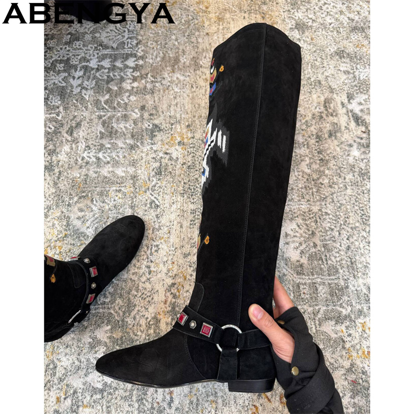 ABENGYA 2026 Winter New Knee H - Embroidery On Leather recension och pris