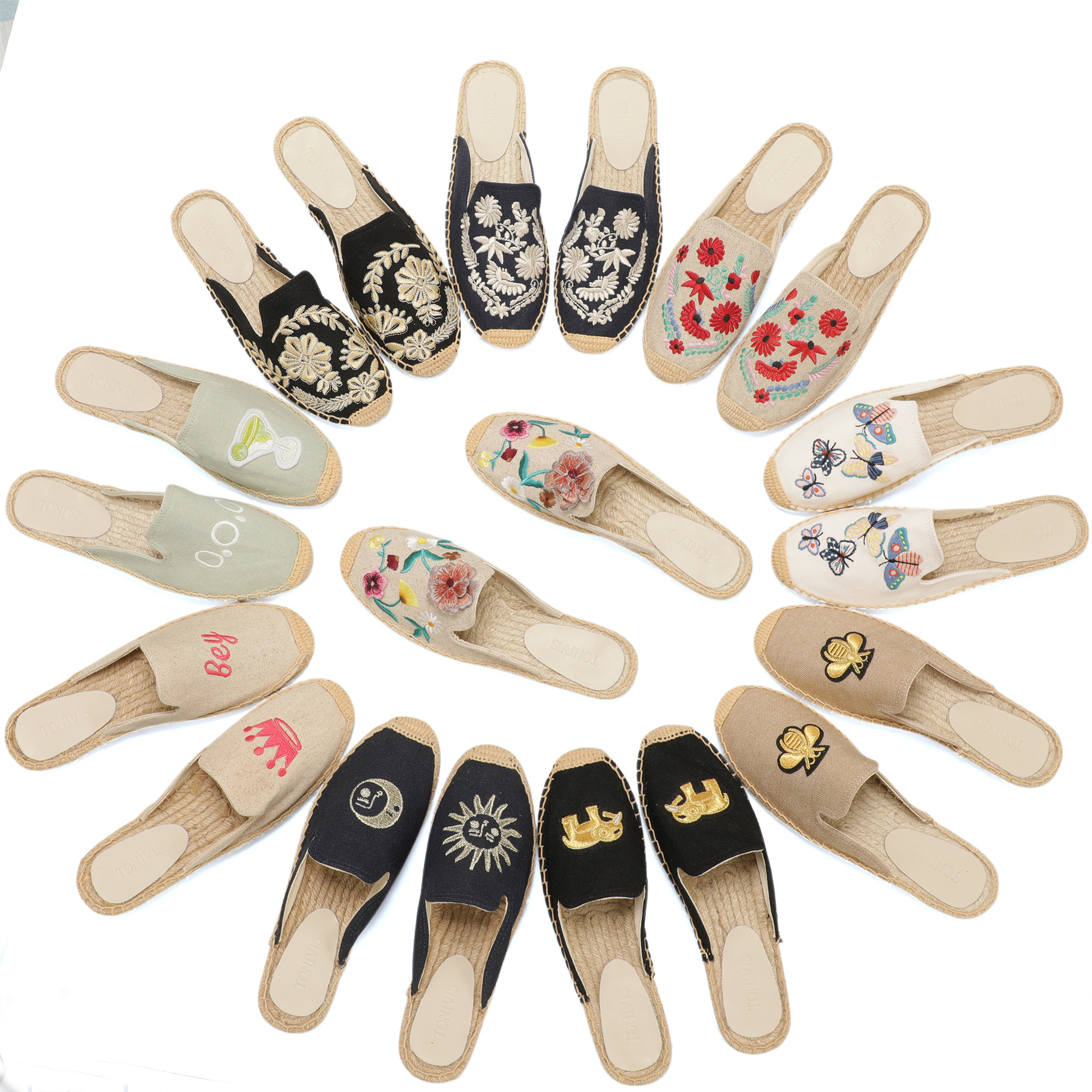 Women Floral Embroidered Espad - Embroidery On Leather recension och pris