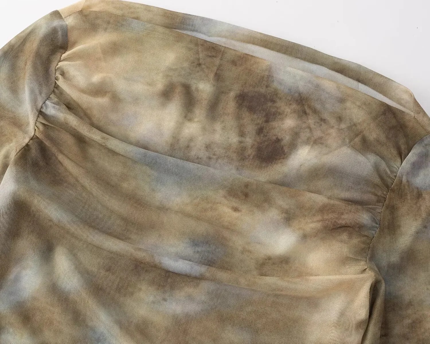 2025 Sexy Tie-Dye Print Ruched - Embroidery Shirt recension och pris