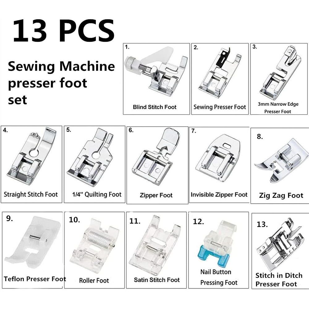 13 PCS/Box Presser Foot Set Ro - Embroidery Software recension och pris