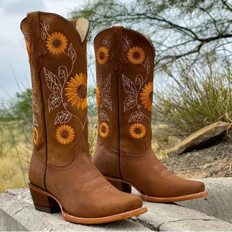 New Women Coffee Brown Embroid - Embroidery On Leather recension och pris