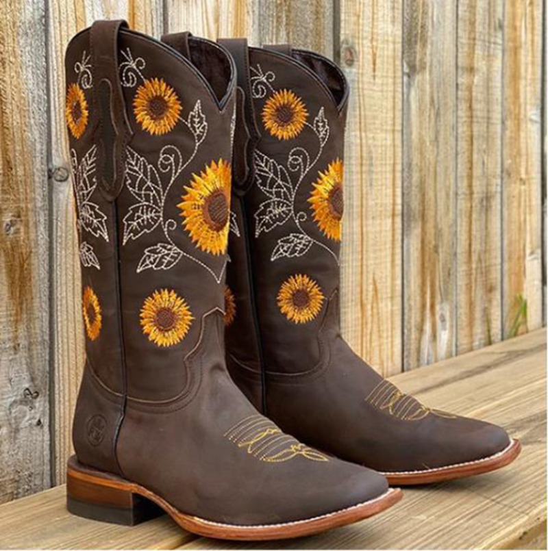 New Women Coffee Brown Embroid - Embroidery On Leather recension och pris