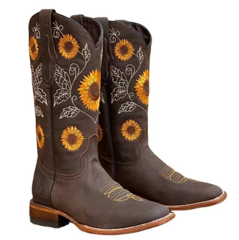 New Women Coffee Brown Embroid - Embroidery On Leather recension och pris