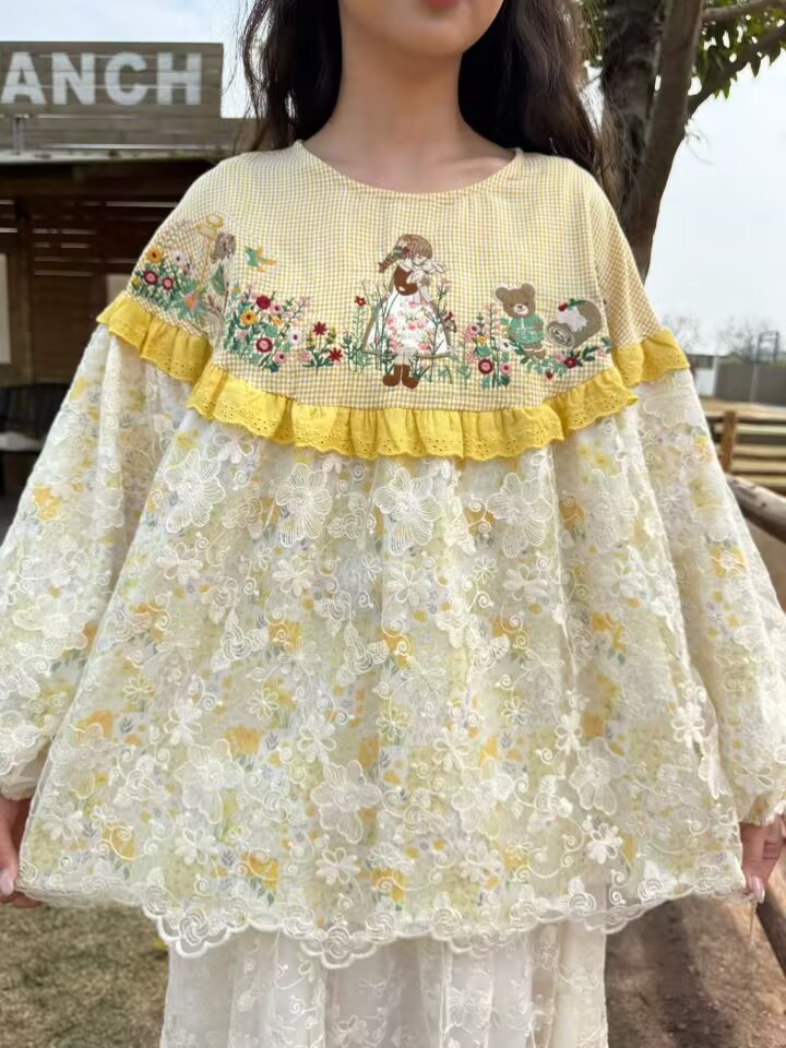 Yellow Color  Vintage Cotton P - Embroidery Yellow recension och pris
