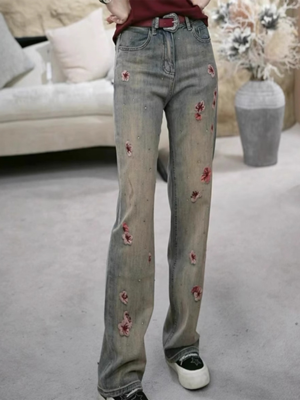 Heavy Embroidery Sakura Straig - Embroidery Jeans Sakura recension och pris