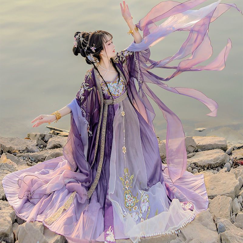 Chinese Hanfu Dress Women Trad - Embroidery Yellow recension och pris